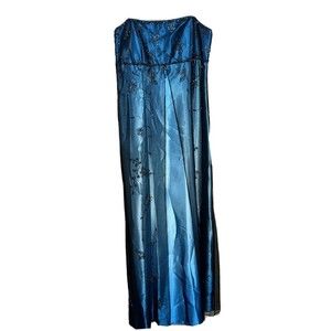 BETSY & ADAM WOMEN'S Black and Turquoise Sequin GOWN FORMAL DRESS Size 8